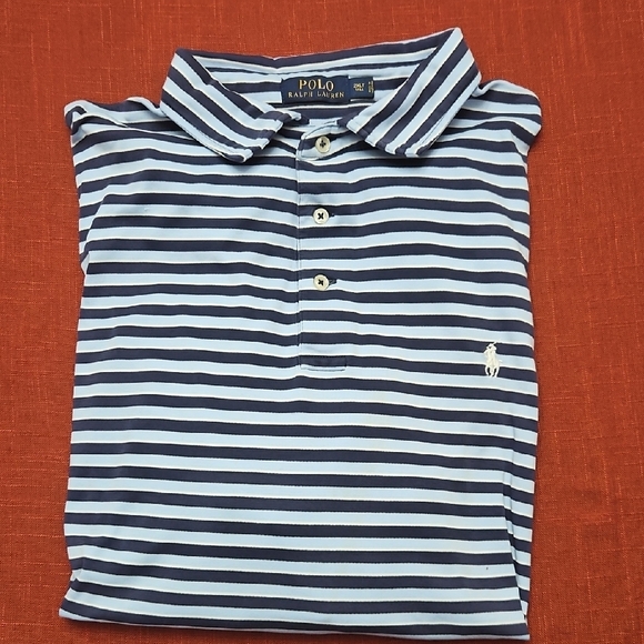 Ralph Lauren Navy and White Striped Polo - Picture 2 of 11